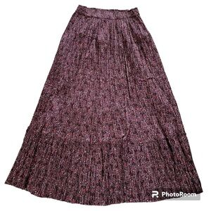 Zara Women’s Maxi Printed Crinkle Purple Red Navy Skirt Size Small